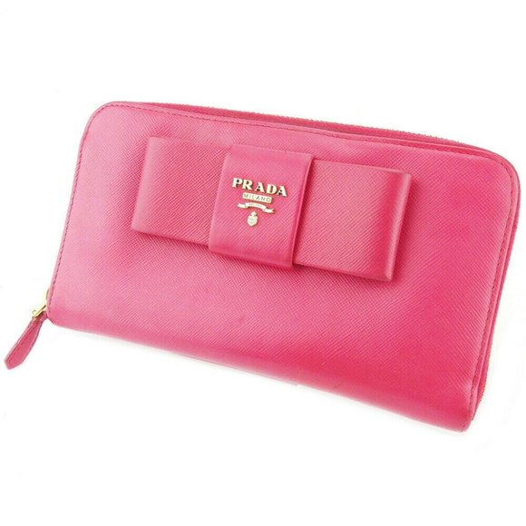 Prada Handbags - Prada Long Wallet Ribbon Pink Safiano Leather Auth USED T17788